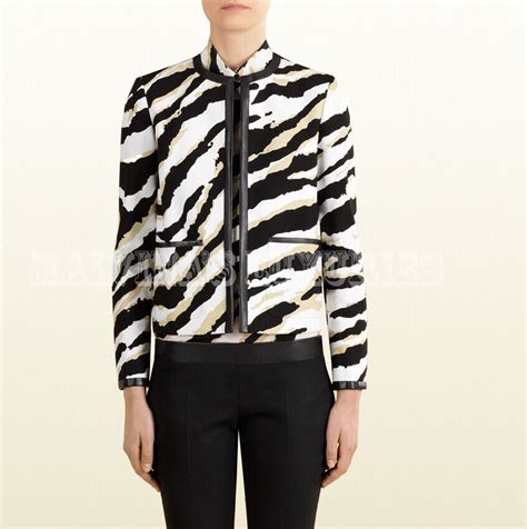 gucci jacket signature animal tiger print cotton leather trim|Gucci tiger for sale.